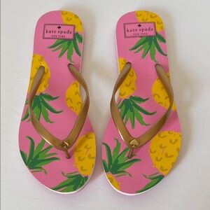 Kate Spade Nassau Pineapple print flip flops